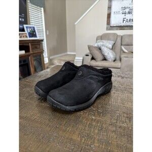 Merrell Encore Ice Clogs Women 8 Black Suede Fleece Lined Slip On Comfort Shoes